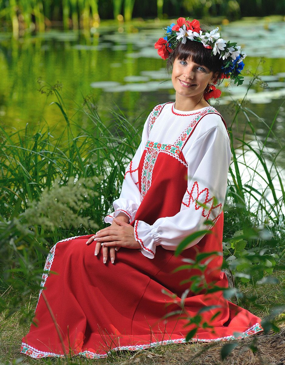 Beautiful girl Girls in Slavic costumes in Jaboatan dos Guararapis